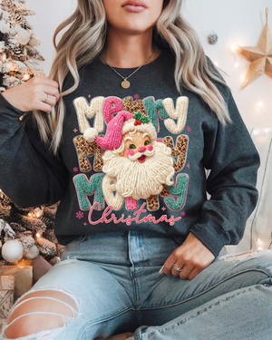 Merry Faux Crochet Comfort Crewneck